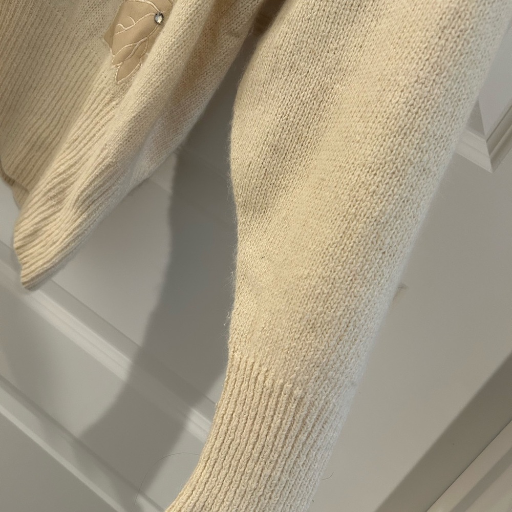 Vintage Silk Angora Turtleneck Sweater Cream Size M - Picture 5 of 14